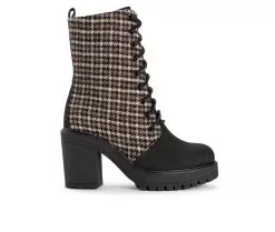 Women's MUK LUKS Riser Jazz Heeled Boot Lace Up Heeled Boots