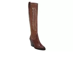 Women's Franco Sarto Glenice Knee High Heeled Western Boots -Boots Shop 2 28
