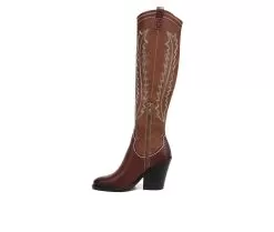 Women's Franco Sarto Glenice Knee High Heeled Western Boots -Boots Shop 3 28
